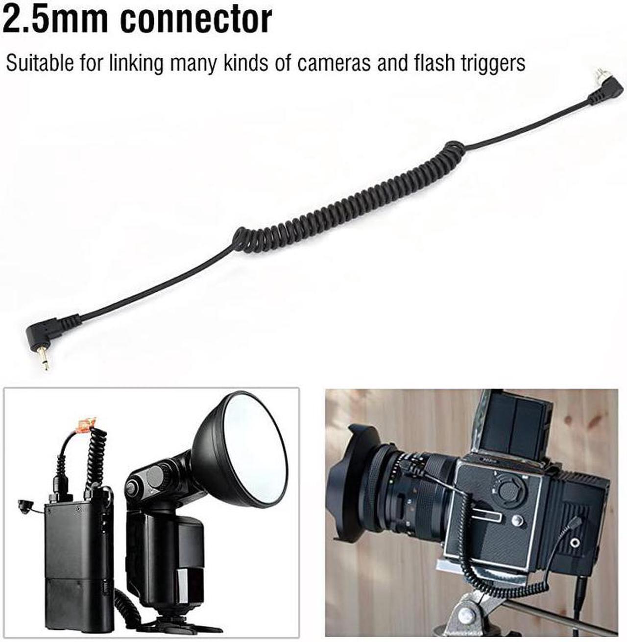Alt view image 2 of 3 - 25mm to Male Flash PC Sync Cable Cord with Screw Lock Extended Coiled Wire