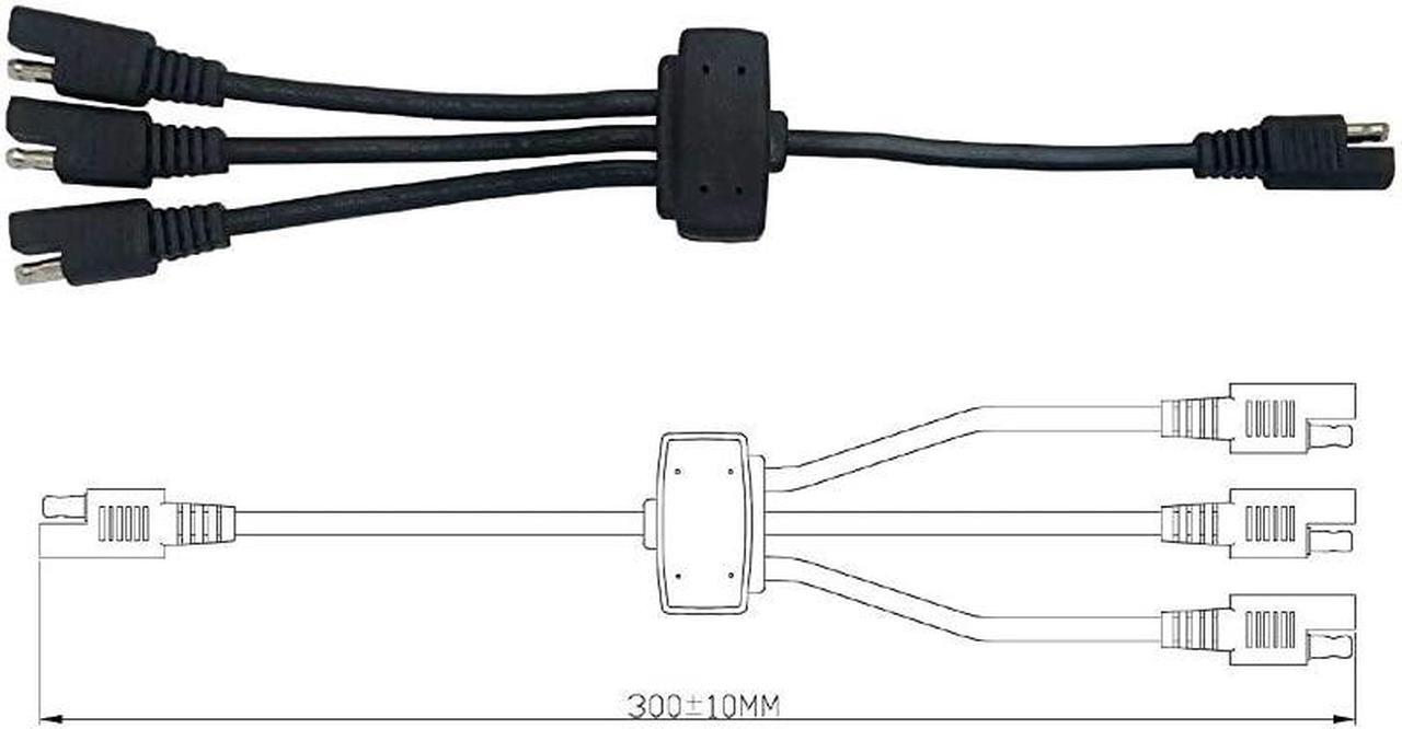 Alt view image 6 of 7 - Battery Charger SAE Adapters Connector,Solar Panel Combiner 3 to 1 Extension Wire For Expanding Solar Panel Battery Charger & Maintainer To One 12 Volt Battery