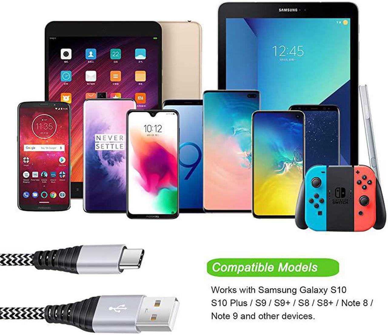 Alt view image 7 of 7 - Adaptive Fast Charger Kit Set with USB Type C Cable 6ft  2 Pack USB C Fast Charger Type C Charger Compatible with Samsung Galaxy S10S10+S10eS9S9 PlusS8S8+Note 89LGHTC and More