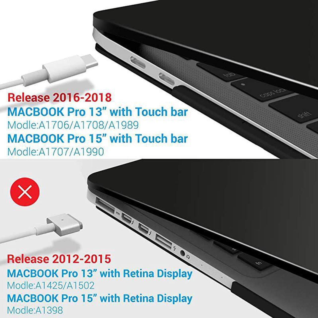 Alt view image 4 of 7 - MacBook Pro 15 Inch Case 2019 2018 2017 2016 A1990 A1707 Plastic Hard Shell Case with Keyboard Cover for Apple Mac Pro 15 Touch Bar Black T15BK+1B