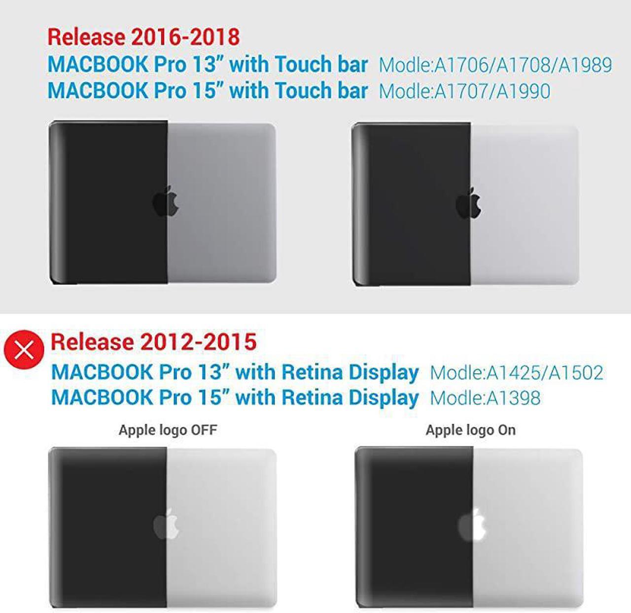 Alt view image 3 of 7 - MacBook Pro 15 Inch Case 2019 2018 2017 2016 A1990 A1707 Plastic Hard Shell Case with Keyboard Cover for Apple Mac Pro 15 Touch Bar Black T15BK+1B