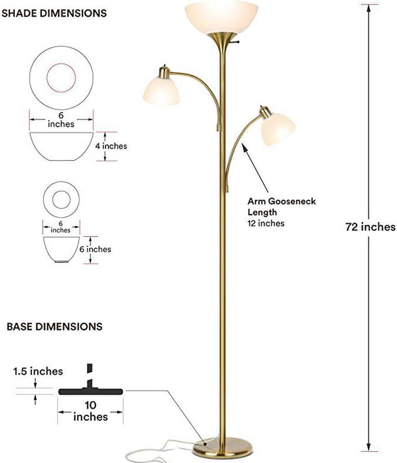 Alt view image 2 of 7 - Sky Dome Double High Brightness Torchiere Floor Lamp with 2 Reading Lights for Living Rooms Bedrooms Replace Halogen Standing Lamps with Efficient LED Office Lighting Tall Black Pole