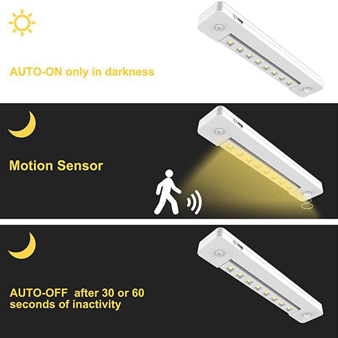 Alt view image 2 of 7 - LED Counter Lights Battery Operated Bright Swivel Closet Light Motion Sensor Under Cabinet Lighting Wireless Shelf Lighting Stick on Bar Light for Pantry Shed Shower Bathroom 10 Inch