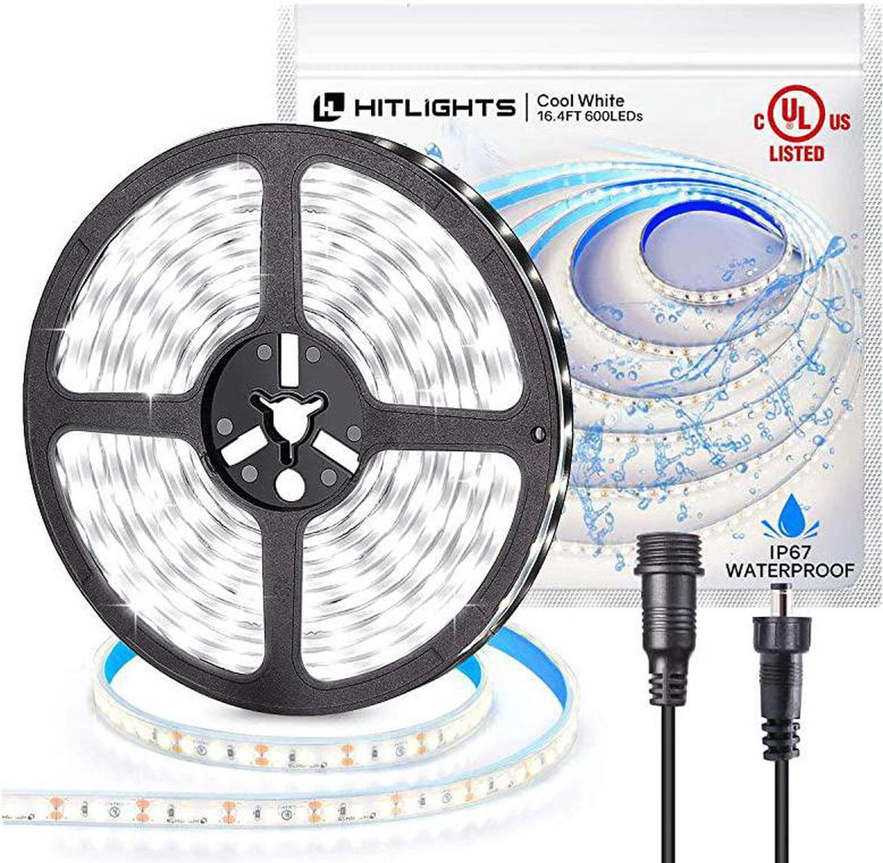 Main image of LED Strip Lights IP67 Waterproof High Density 164ft 5000K Cool White LED Tape Light 600 LEDs 12V DC 5000 Lumens per Roll UL Listed