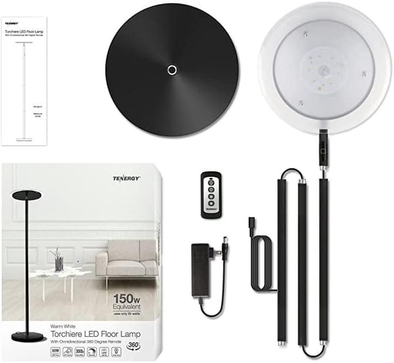 Alt view image 7 of 7 - Torchiere Remote Control Floor Lamp LED Floor lamp 30W 150W Equivalent Standing Lamp with Stepless Touch Dimmer TwoPart TripProof Cable 90° Adjustable Top Warm White Light