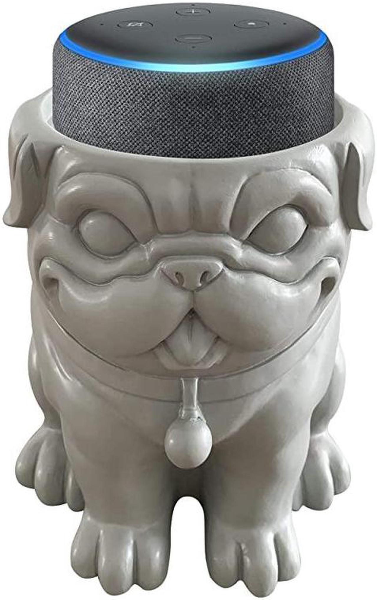 Main image of Smart Speaker Table Stand Dog Decorative Holder for  Echo Dot or Google Home Mini Portable Design No Sound or Microphone Interference Durable PolyResin