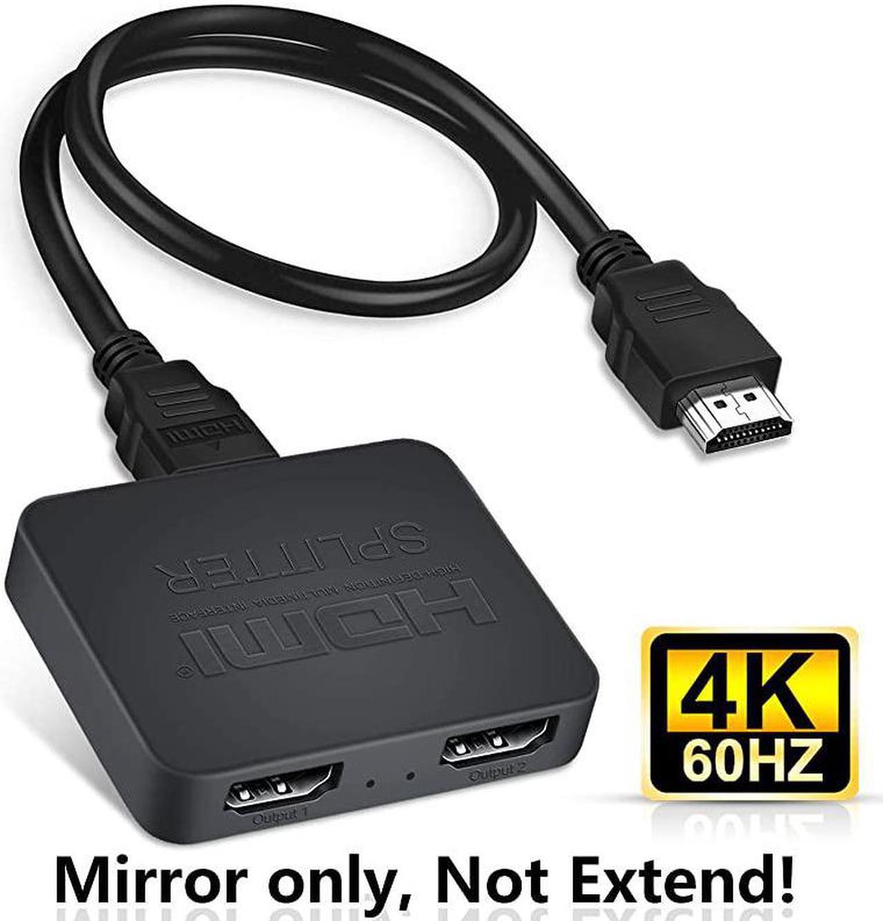 Main image of 4K60Hz HDMI Splitter  HDMI Splitter 1 in 2 Out HDMI20b Splitter for Dual Monitors Only DuplicateMirror Screens Support HDCP22 RGB 444 185Gbps Auto Scaling Full HD 1080P 3D