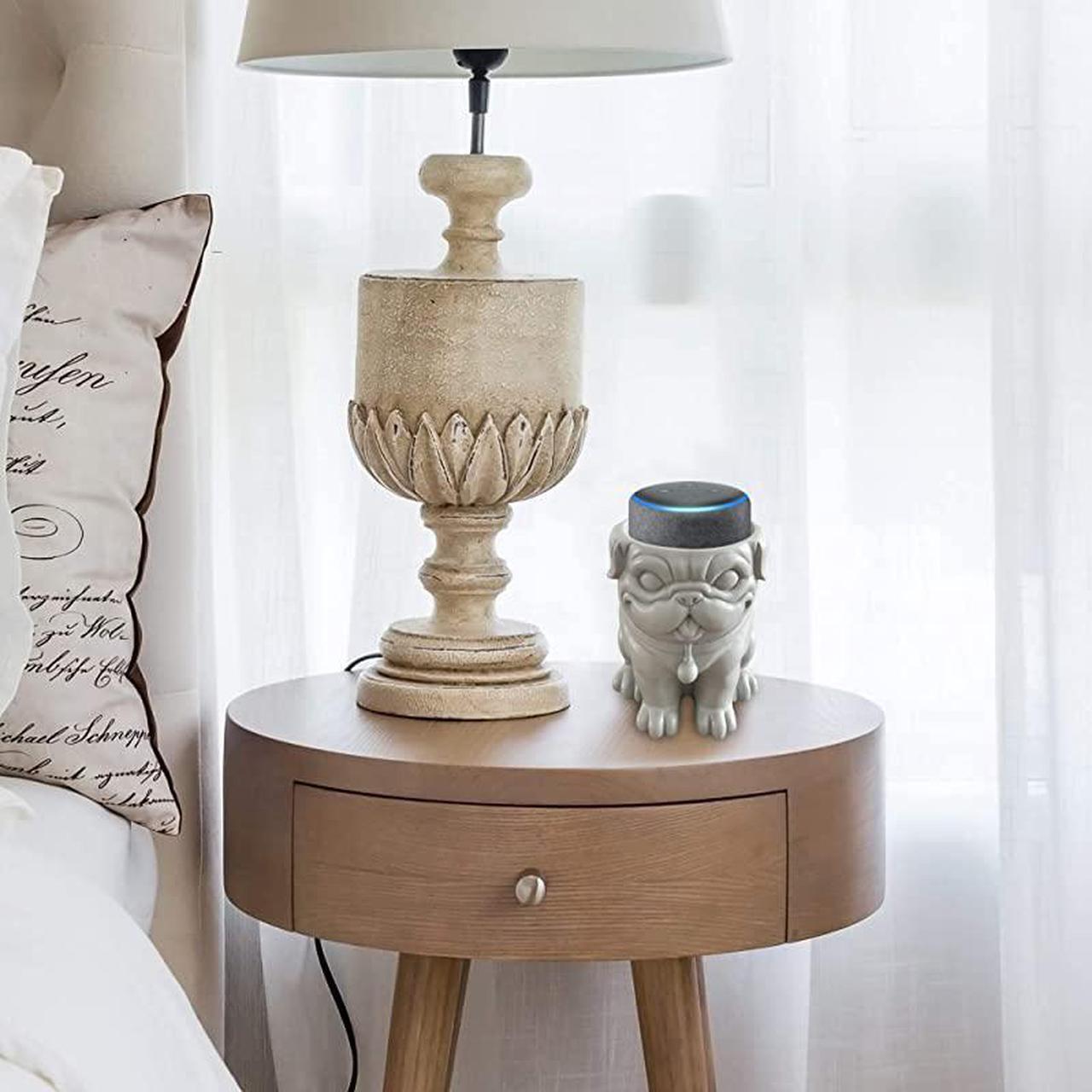 Alt view image 2 of 5 - Smart Speaker Table Stand Dog Decorative Holder for  Echo Dot or Google Home Mini Portable Design No Sound or Microphone Interference Durable PolyResin