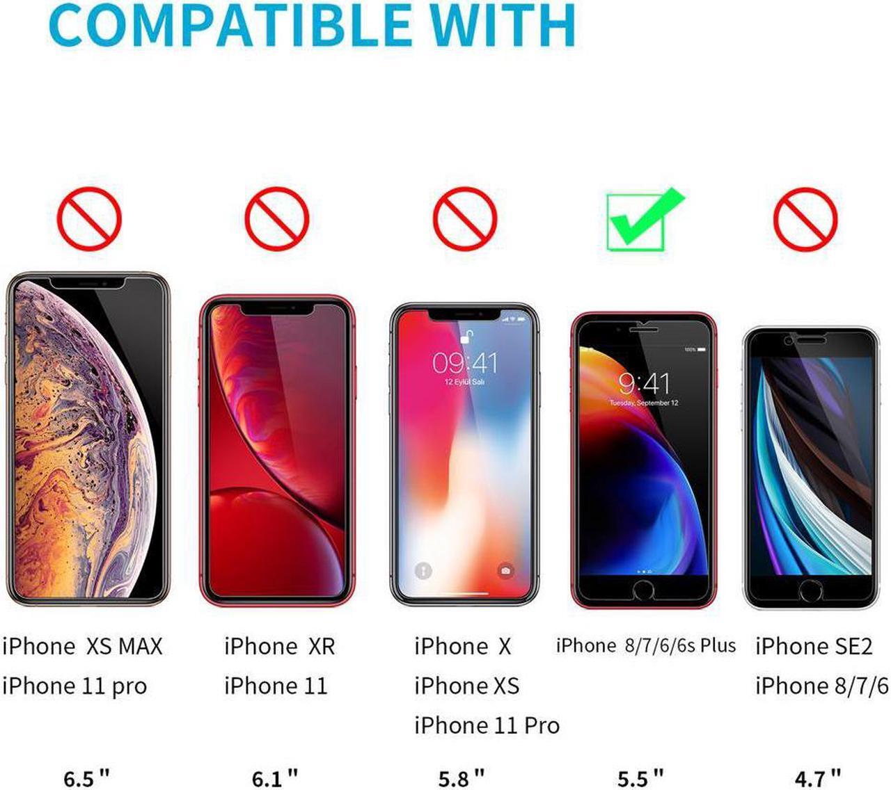 Alt view image 2 of 6 - 3PCS Tempered Glass Film for Apple iPhone 8 Plus Screen Protector and iPhone 7 PlusScreen Protector and iPhone 6 Plus Screen Protector 5.5"