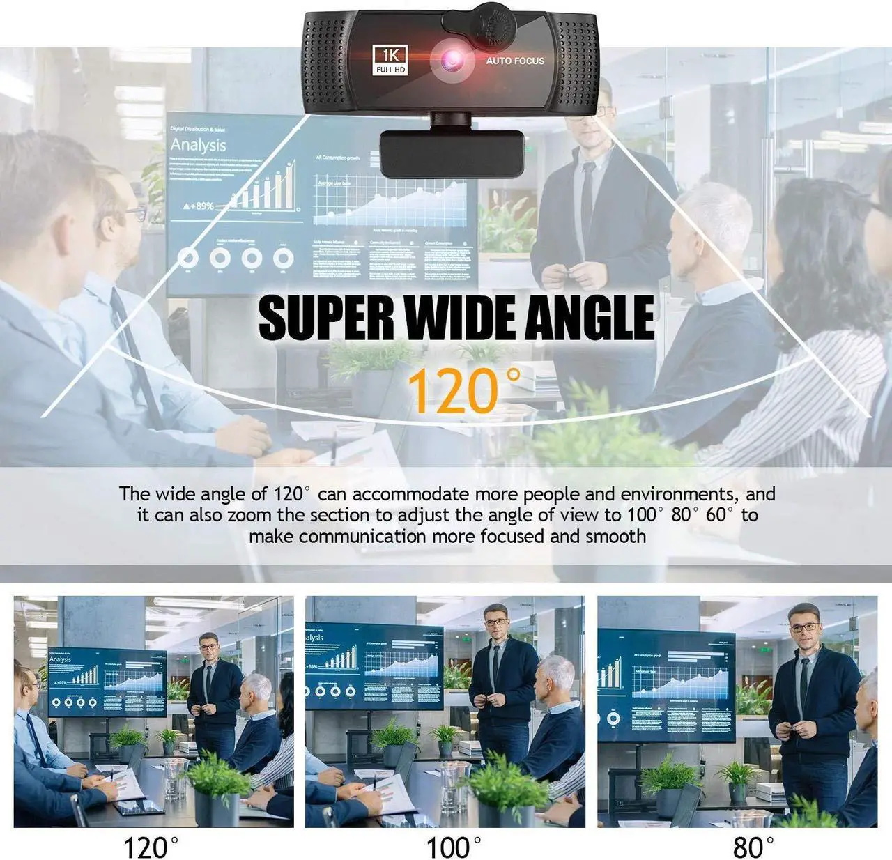 RERBO 1080p cam Full HD Camera with Microphone, AutoFocus 120degree