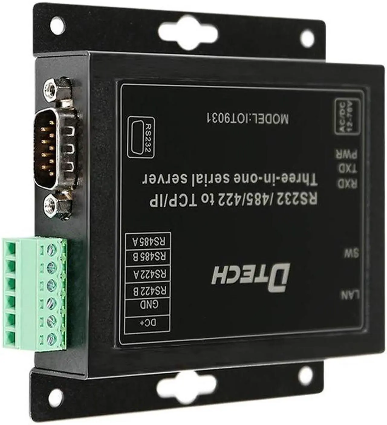 Alt view image 5 of 5 - DTECH Serial to Ethernet Converter Adapter RS232 RS422 RS485 to TCP IP Device Server Supports DHCP DNS Modbus RTU/TCP 10/100M Power Over Ethernet POE