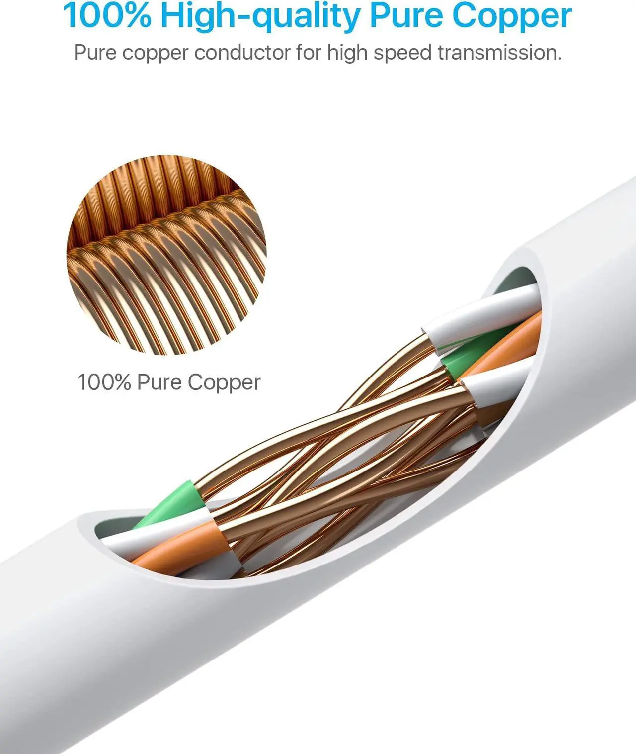 Alt view image 3 of 5 - ZOSI Cat5e Ethernet Cable 60ft High Speed Network RJ45 Wire Cord 8 pin 1000Mbps 155Mhz in Wall,Outdoor,Weatherproof for POE Security Cameras System,PoE Switch,Internet Router,Computer Cat5e ETH