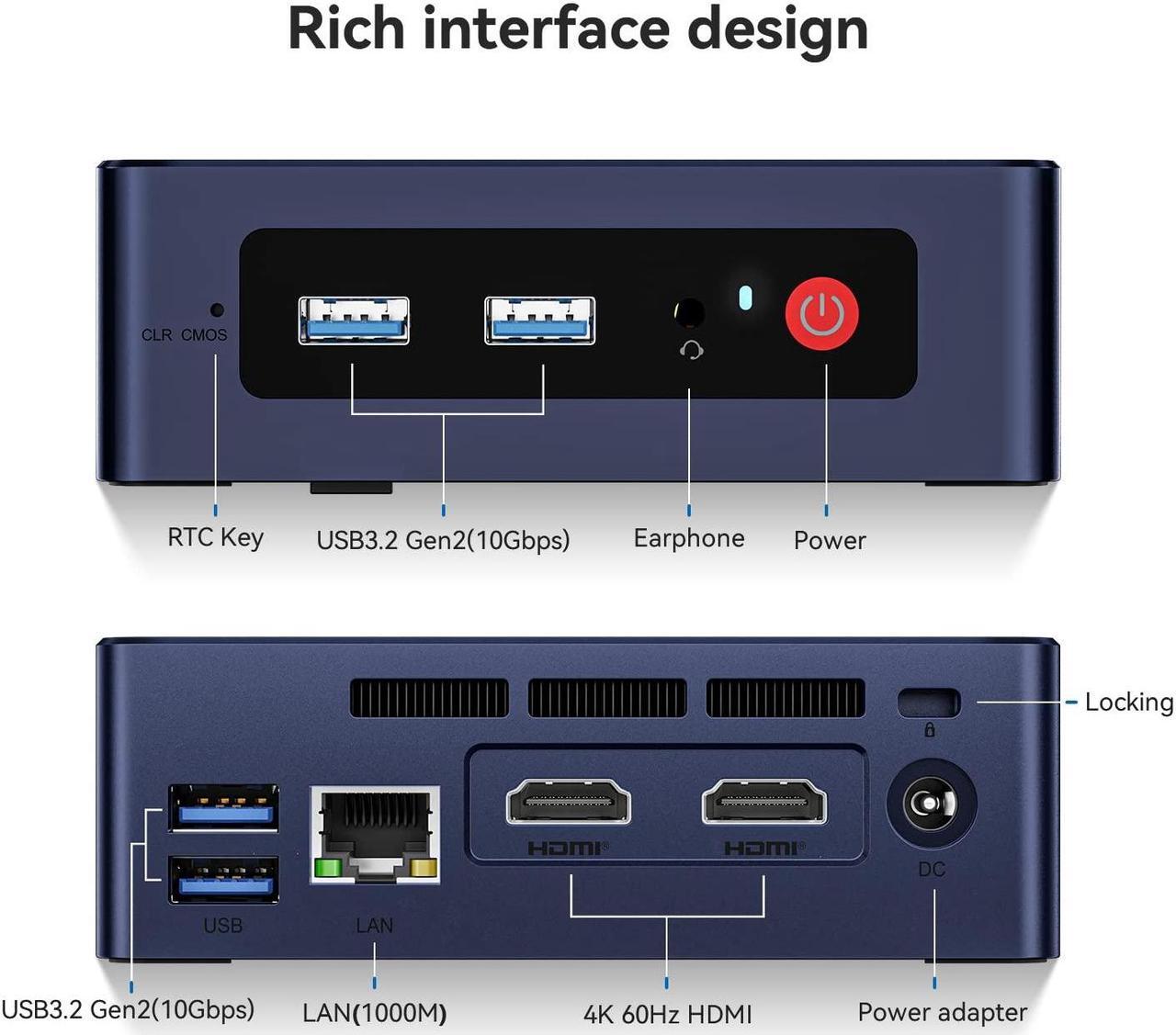 Alt view image 5 of 5 - Beelink Mini S12 Pro Mini PC - 12th Gen Intel N100 (Up to 3.4GHz), 16GB DDR4, 500GB SSD, 4K Dual Display, WiFi 6, BT 5.2, 1000Mbps LAN - Low Power Mini Desktop Computer