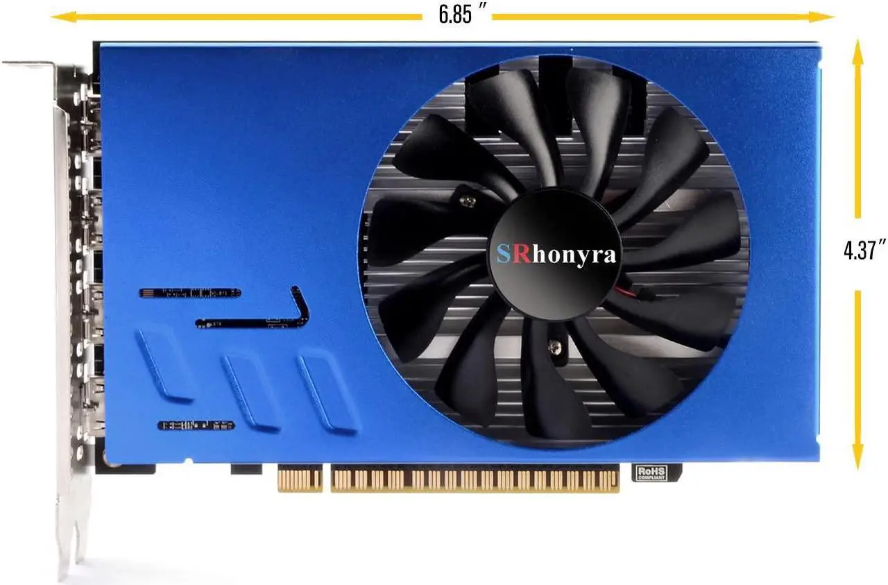 Alt view image 2 of 5 - SRhonyra GTX 1050 Ti 4GB 4HDMI Graphics Card 128-Bit Quad Monitor Video Card GDDR5 for Mulitple Displays, Projection or Video Wall