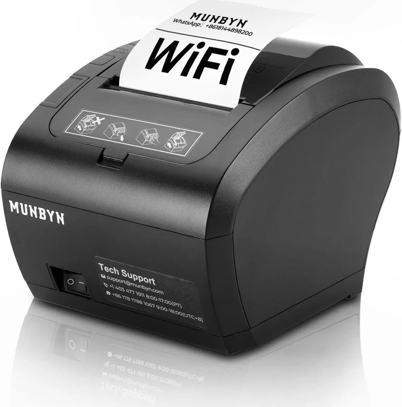 Alt view image 2 of 5 - MUNBYN WiFi Thermal Receipt Printer with USB/LAN/RS232 Port, 80mm POS Printer Works and Black Cash Register Drawer, 16" Wide Cash Drawer