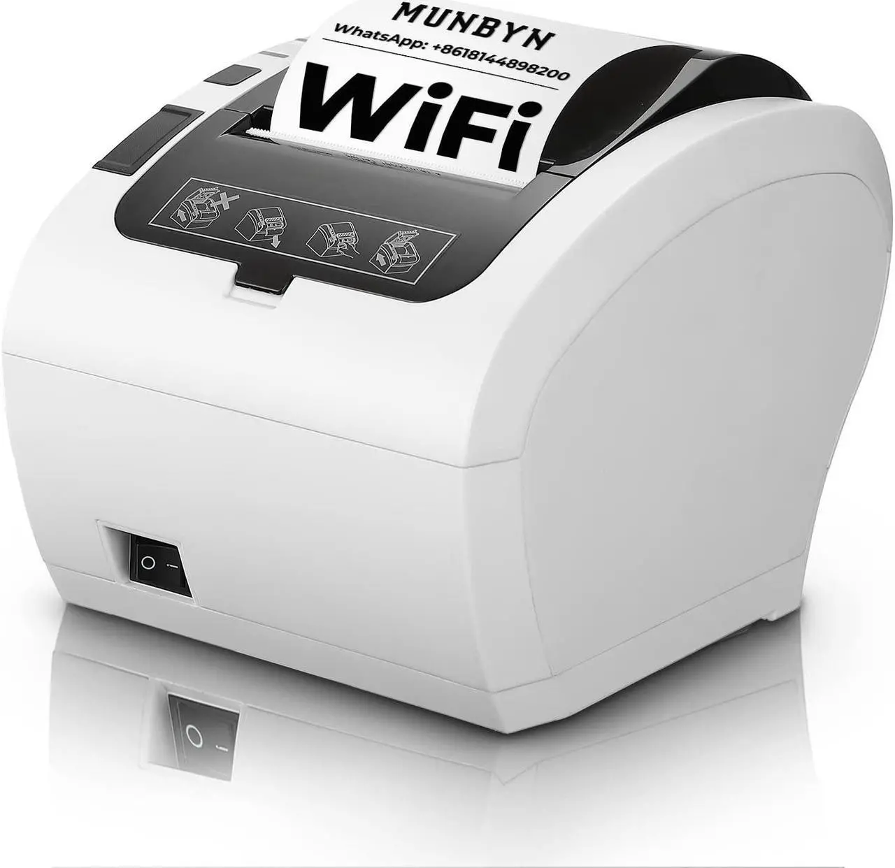 Alt view image 2 of 5 - MUNBYN WiFi Thermal Receipt Printer with USB/LAN/RS232 Port, 80mm POS Printer Works with Square Windows Mac Chromebook Linux Cash Drawer and Black Cash Register Drawer, 16" Wide Cash Drawer