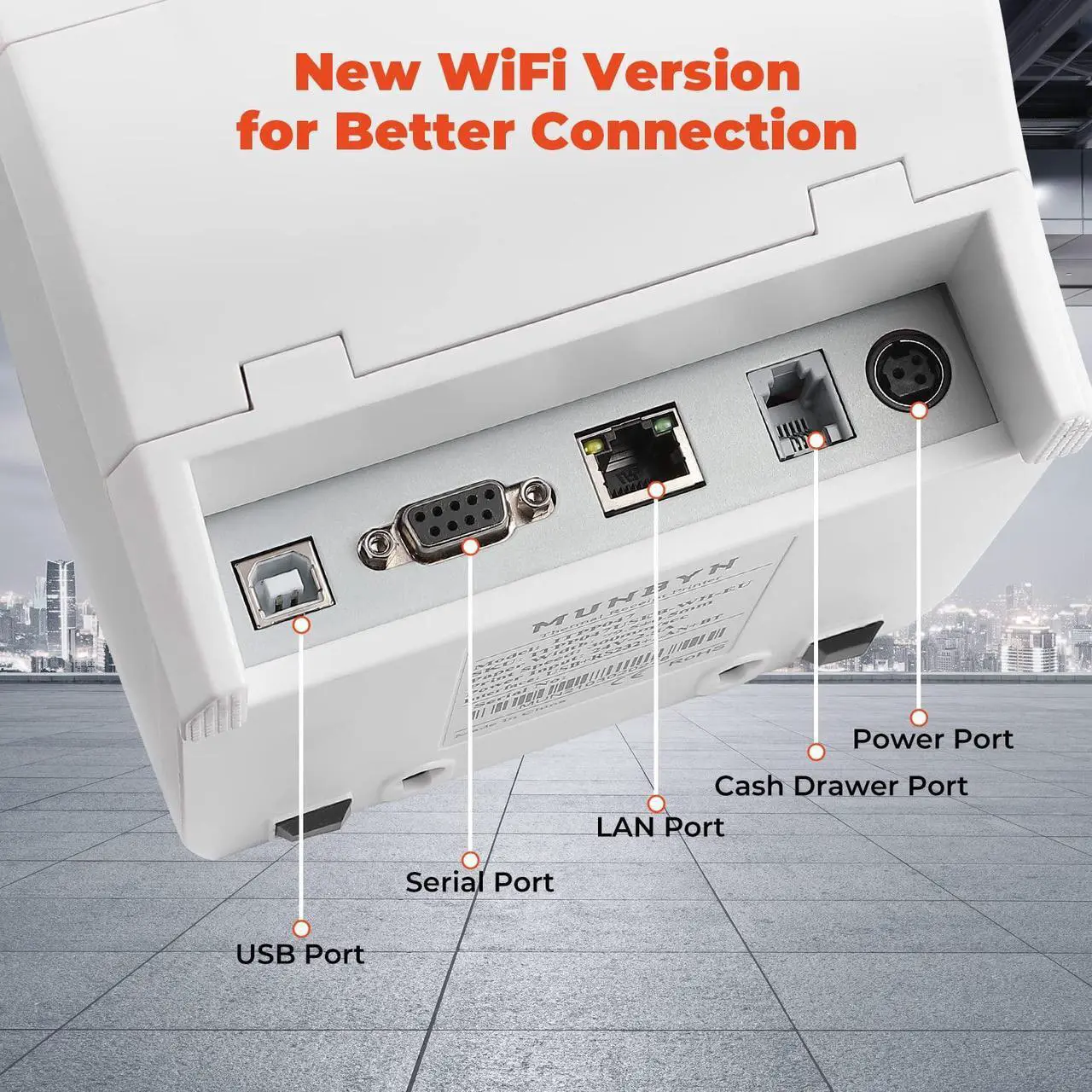 Alt view image 5 of 5 - MUNBYN WiFi Thermal Receipt Printer with USB/LAN/RS232 Port, 80mm POS Printer Works with Square Windows Mac Chromebook Linux Cash Drawer and Black Cash Register Drawer, 16" Wide Cash Drawer