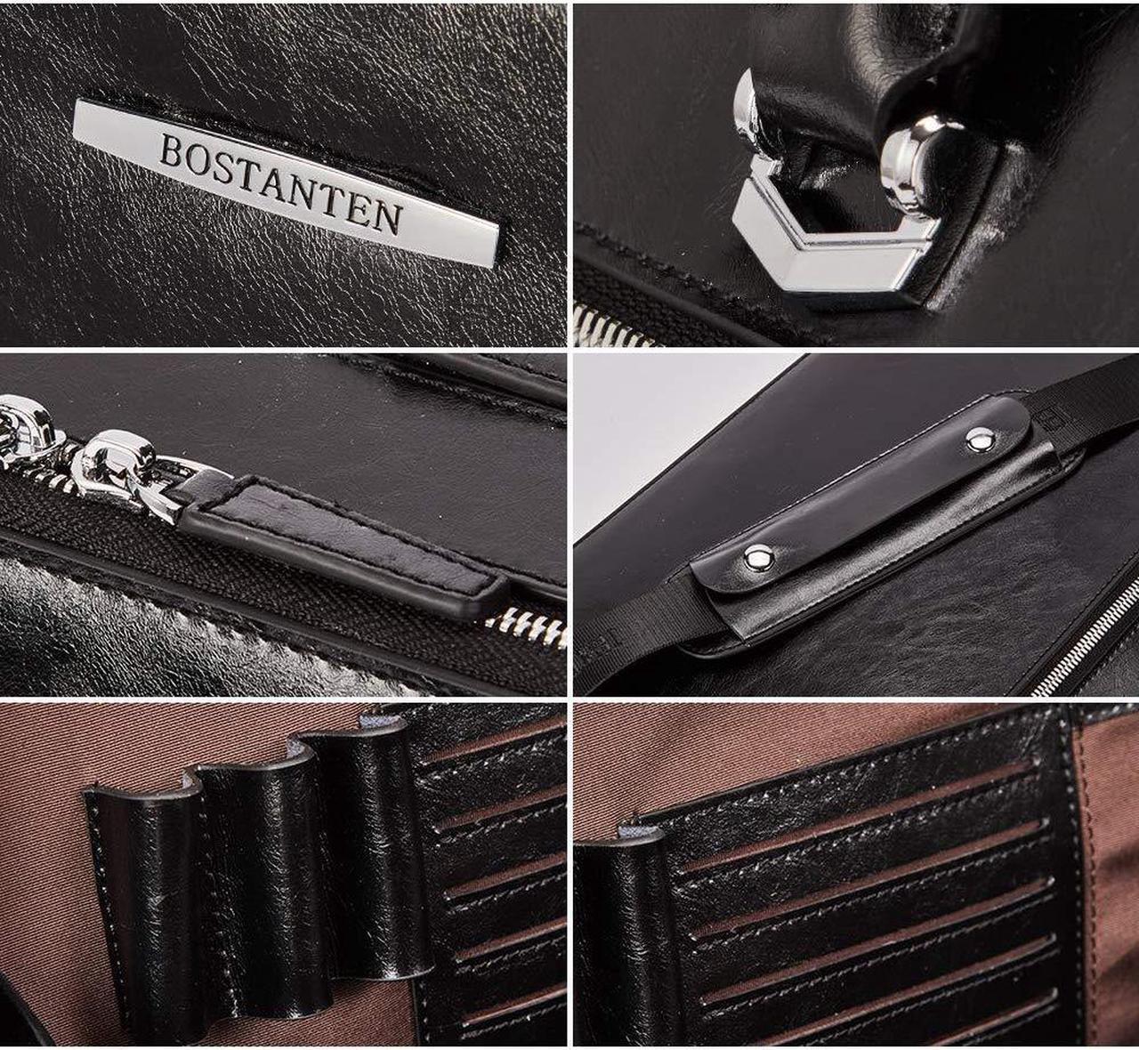 Alt view image 4 of 5 - BOSTANTEN Briefcases for Men Leather Laptop Bag 15.6 inch Computer Messenger Shoulder Slim Bag Buisness Travel Work Case