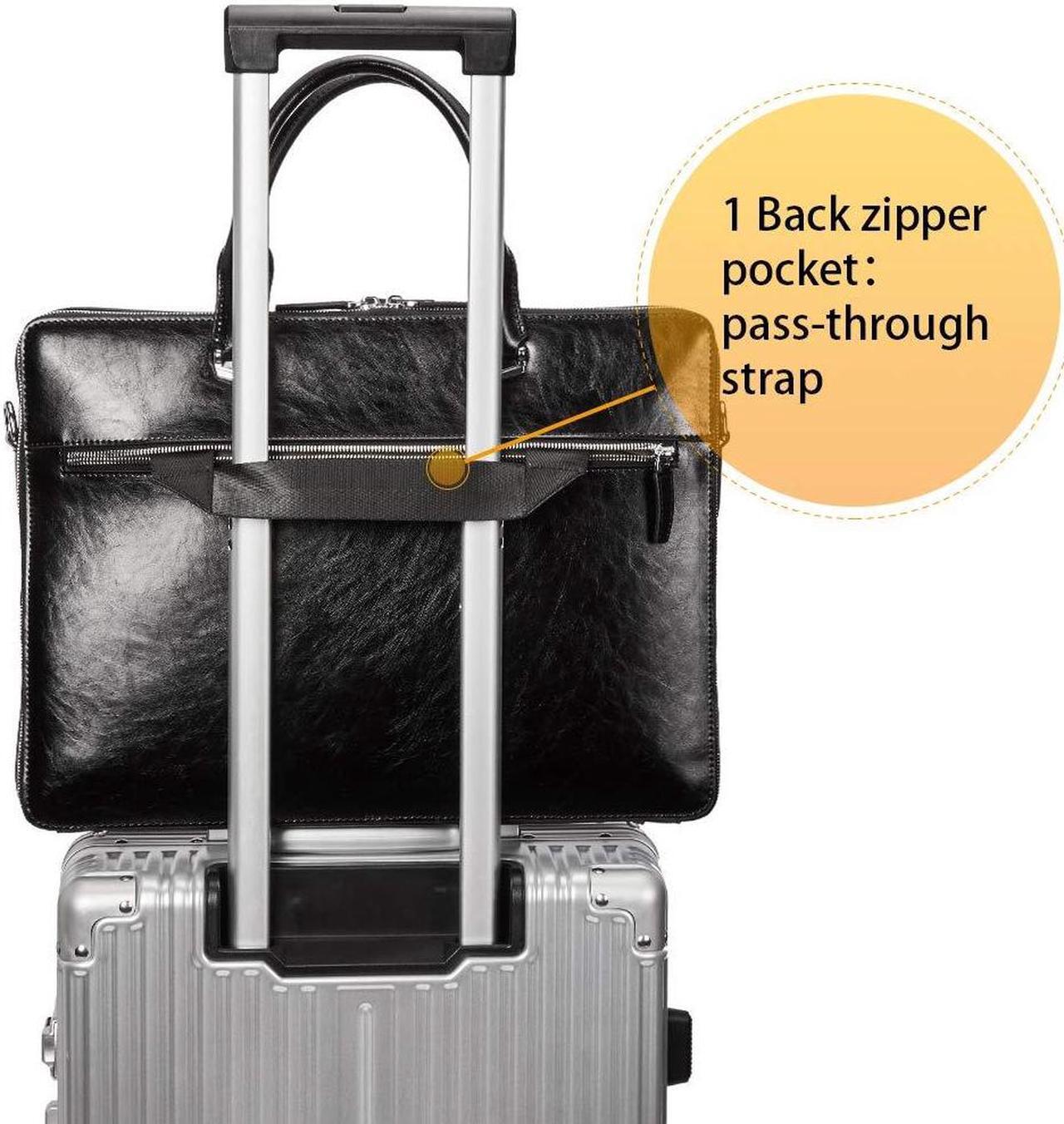 Alt view image 5 of 5 - BOSTANTEN Briefcases for Men Leather Laptop Bag 15.6 inch Computer Messenger Shoulder Slim Bag Buisness Travel Work Case