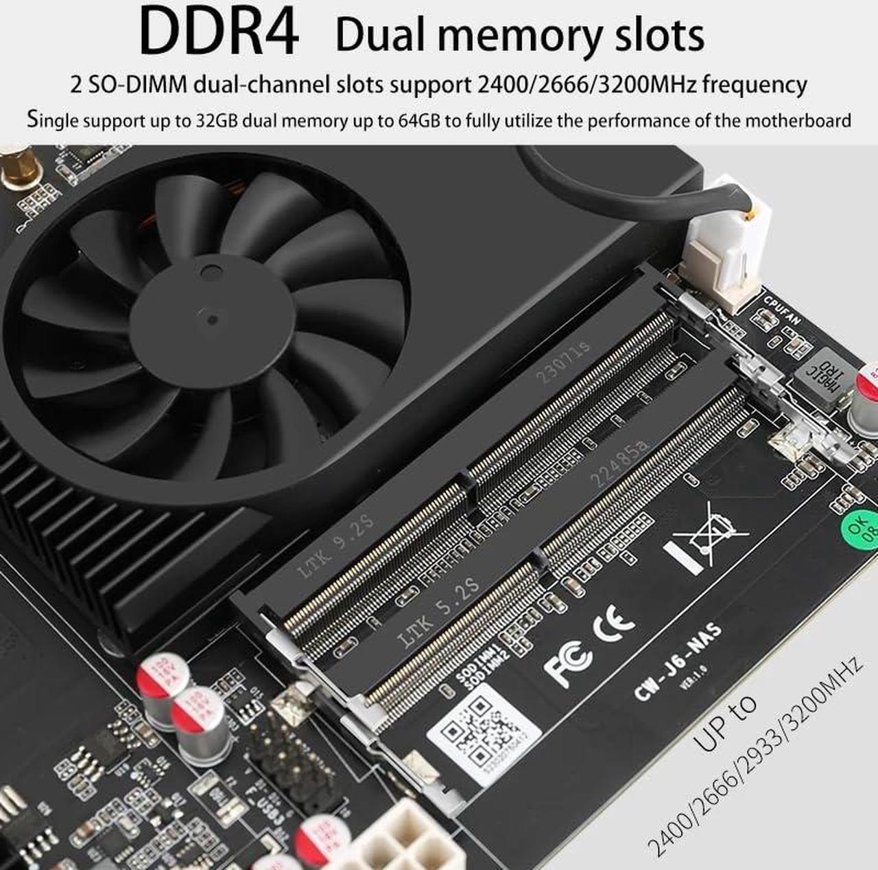 Alt view image 4 of 5 - HKUXZR Celeron J6413 Industrial Motherboard NAS 4 Cores 4 Threads Low Power Processor 2*Intel i226-V 1*RTL8125BG 2.5G Network M.2 Slot 6xSATA DP HDMI 2.0 PCIe*1