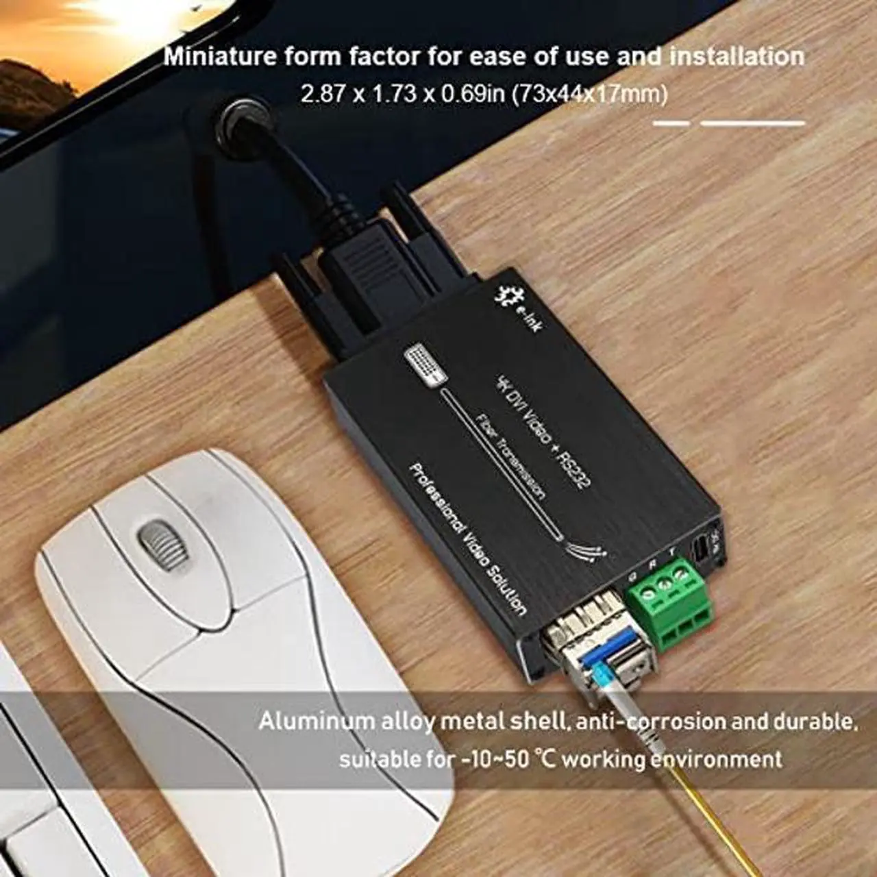 Alt view image 3 of 5 - Steloproad Mini 4K DVI Fiber Extender - DVI to Fiber Converter UHD 4Kx2K DVI Video Optical Transceiver Up to 20km Over Single-Mode Fiber with Backward RS232