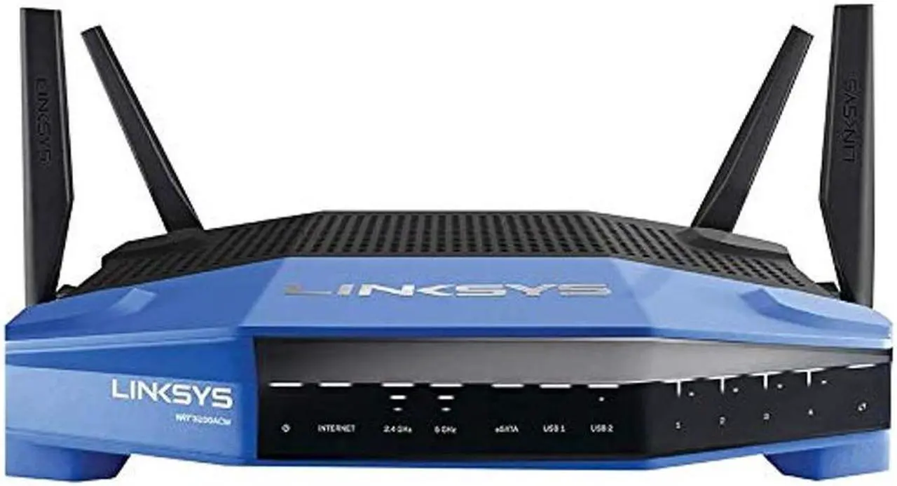 Alt view image 3 of 5 - Linksys WRT3200ACM: AC3200 Dual-Band Gigabit Wi-Fi Router, Beamforming Tri-Stream Wireless Signal, Ethernet Ports, MU-MIMO (Black, Blue)