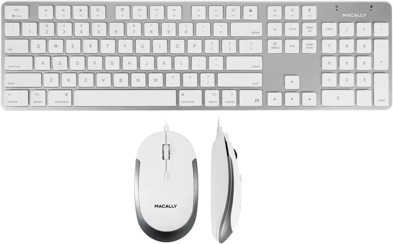 Main image of Macally Ultra Slim Wired Keyboard and a Silent Wired Mouse, Simplistic Apple Accessories