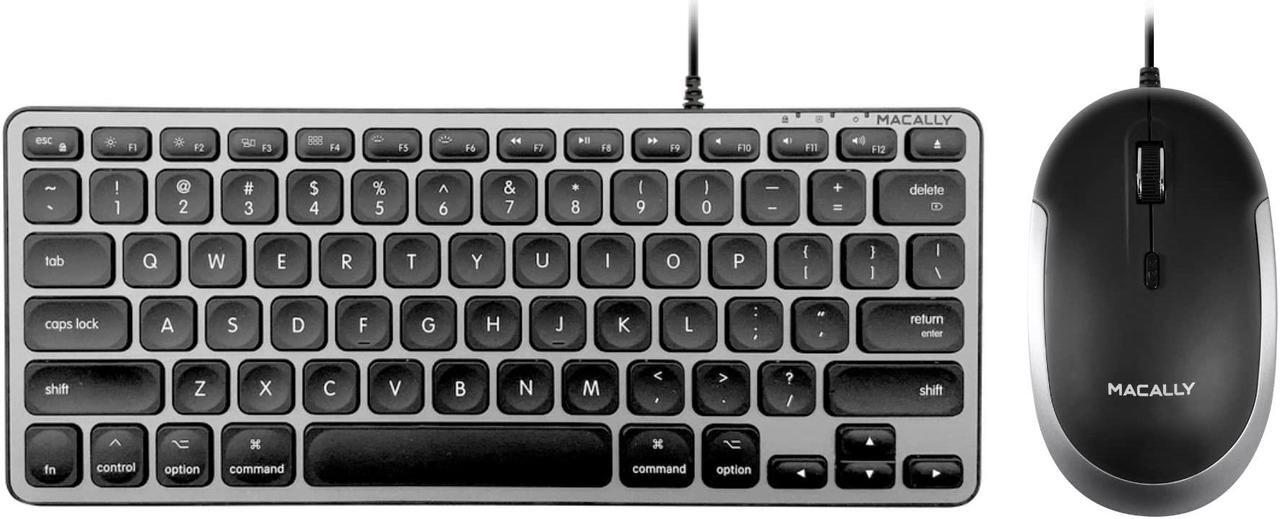 Main image of Macally Backlit Compact Keyboard and a Wired Computer Mouse, Sleek and Clean