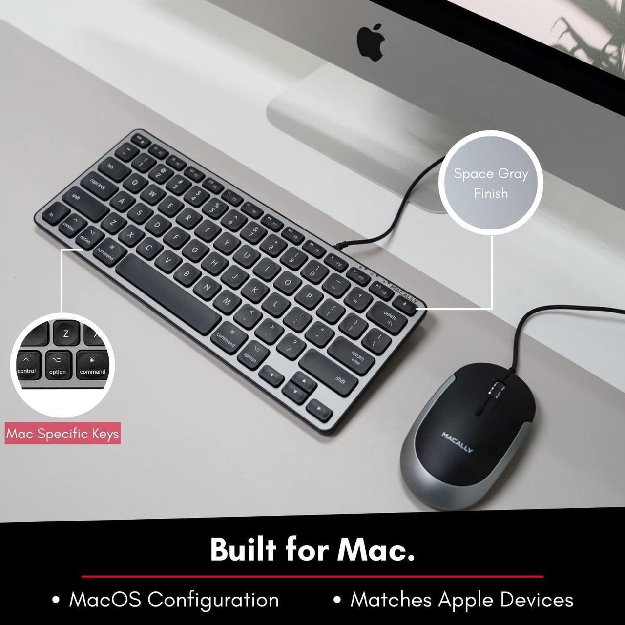 Alt view image 2 of 5 - Macally Backlit Compact Keyboard and a Wired Computer Mouse, Sleek and Clean