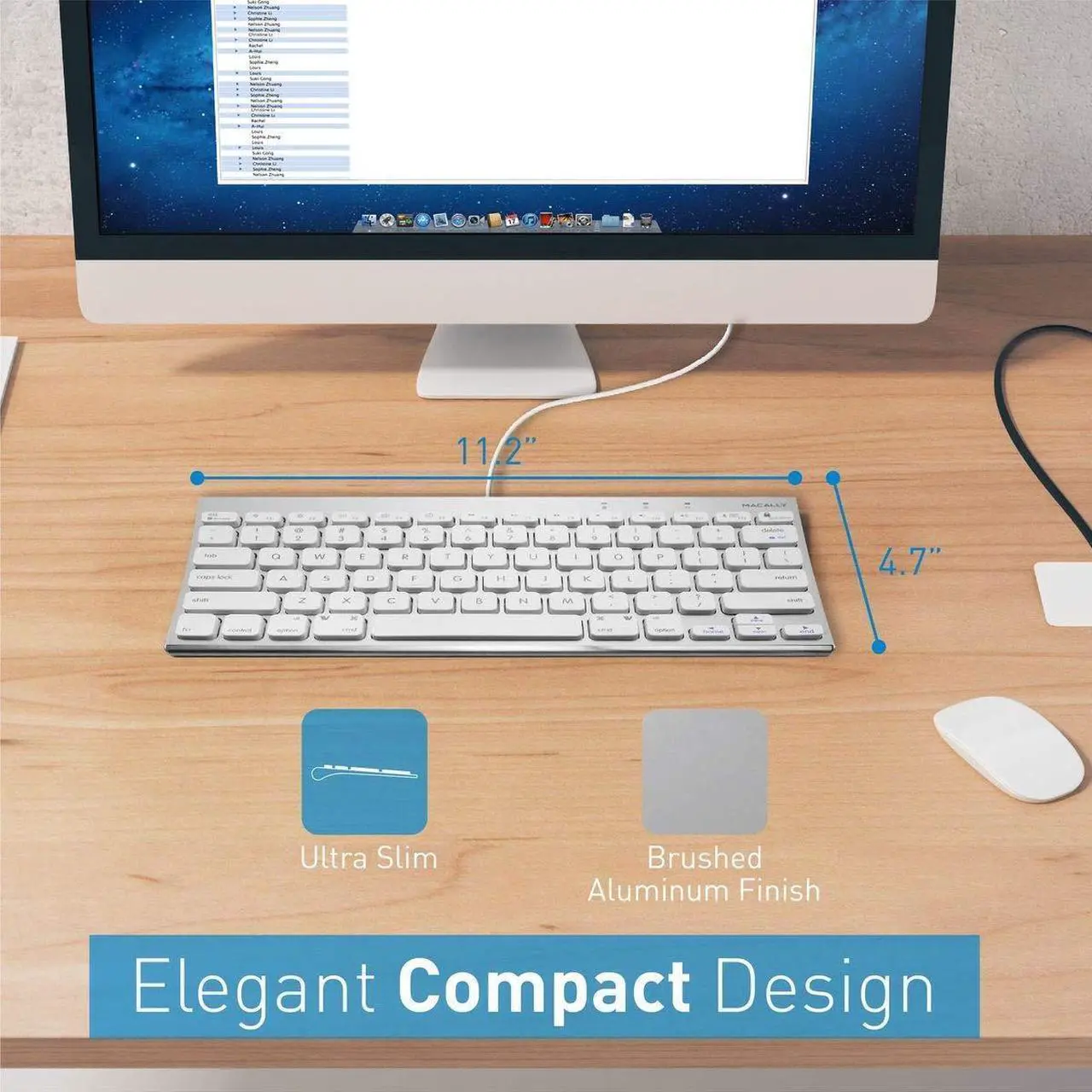 Alt view image 4 of 5 - Macally Mini Wired Keyboard and a Silent Wired Mouse, Ultimate Apple Accessories