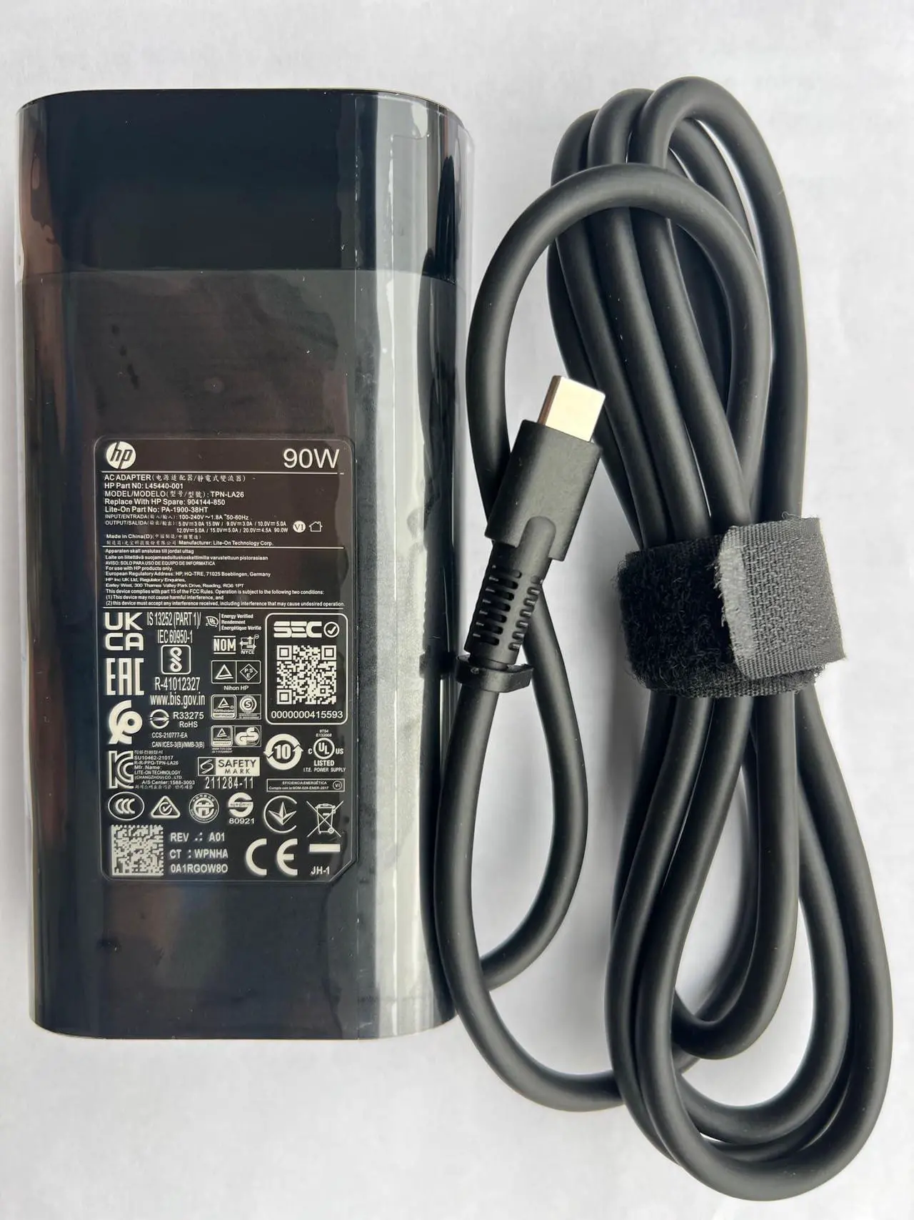 Alt view image 2 of 5 - Original For HP 20V 4.5A 90W USB-C AC Adapter for P/N: TPN-LA26, L45440-001, 904144-850, PA-1900-38HT, HP Spectre X360 13 14 15 15-BL000 15T-BL000 15-bl1xx