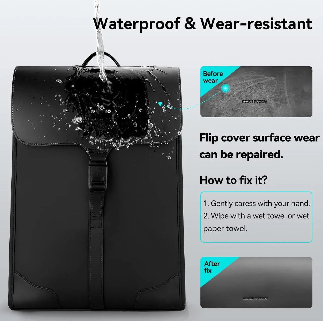 Alt view image 3 of 5 - MARKETRON Slim Laptop Backpack for Men, 15.6 Inch Business Backpack with High Tech Magnetic Snap, Waterproof Fashion Casual Backpack Ideal for Working, Daily Life