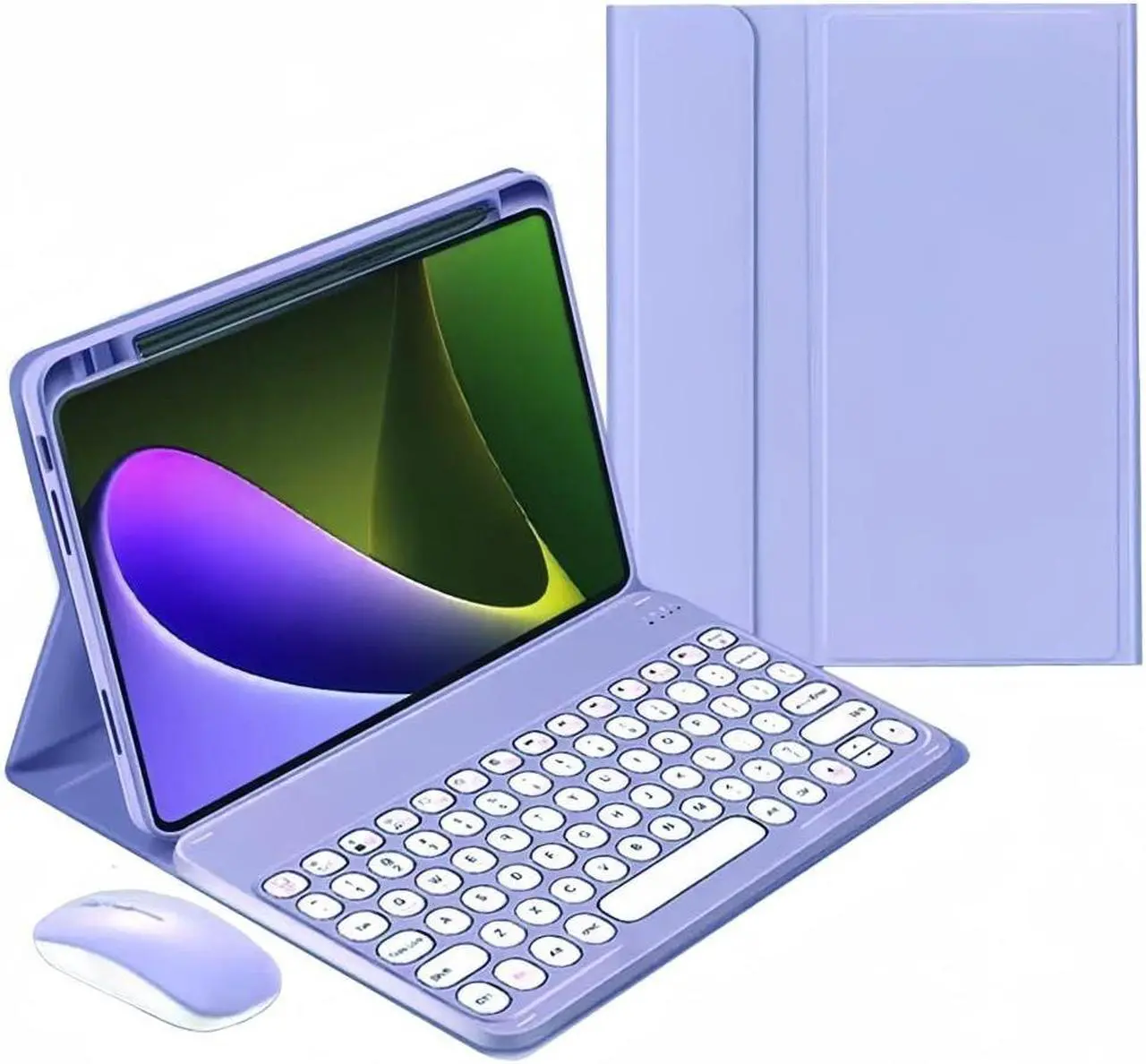 Main image of kaidisen Keyboard Case for 2021 iPad Mini 6th Gen 8.3-inch Case with Keyboard and Bluetooth Mouse, Detachable Candy Color Keyboard Cover Round Key,Purple