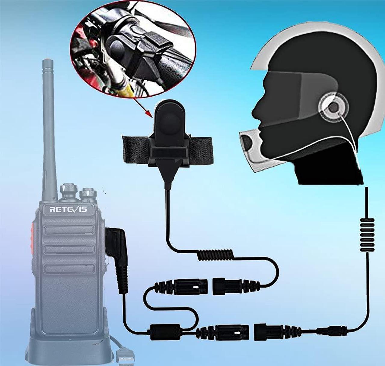 Alt view image 4 of 5 - Retevis Two Way Radio Headset with Mic, Open Full Face Motorcycle Helmet, Finger PTT, for RT22 RT68 RT21 H-777 RT27 RB89, Compatible with pxton SAMCOM 2 Way Radio, Walkie Talkie Earpiece(1 Pack)