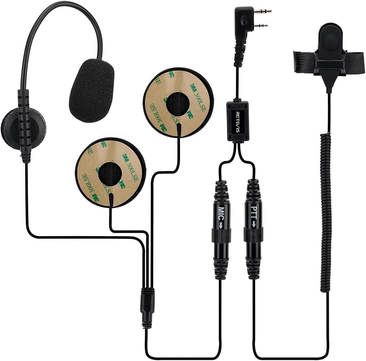 Main image of Retevis Two Way Radio Headset with Mic, Open Full Face Motorcycle Helmet, Finger PTT, for RT22 RT68 RT21 H-777 RT27 RB89, Compatible with pxton SAMCOM 2 Way Radio, Walkie Talkie Earpiece(1 Pack)