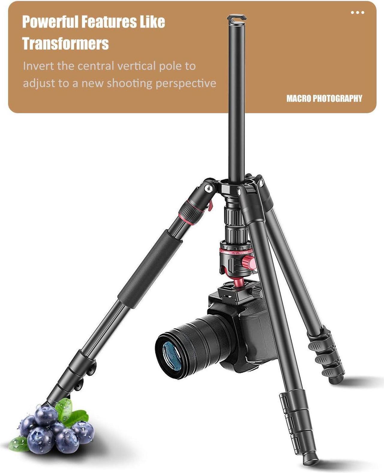 Alt view image 5 of 5 - CAMBOFOTO 80" DSLR-Camera-Tripod, Photography 360 Ball Head Professional Aluminum Tripod & Monopod with Carry Bag Compatible with Canon Nikon Binoculars Laser Telescope (Weight 3.35 Lbs, 15Lbs Load)