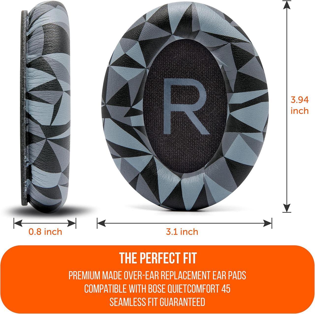 Alt view image 5 of 5 - WC PadZ QC45 - Earpads for Bose QuietComfort 45 / QuietComfort Se/QuietComfort Wireless, Made by Wicked Cushions | Extra Thick Cushion | Premium Durable Stitching | Geo Grey