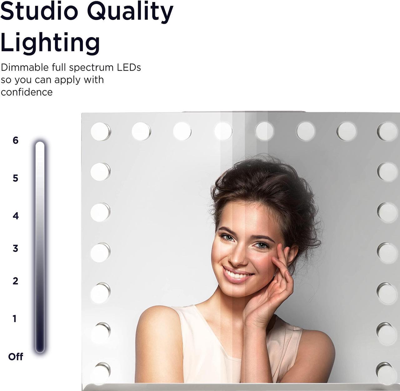 Alt view image 4 of 5 - iHome Hollywood Studio Pro Luxury Oversized Vanity Stereo Speaker Systems with Bluetooth, Dual USB Charging and Removable 10x Detail Mirror