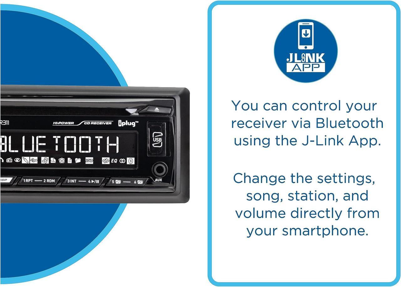 Alt view image 5 of 5 - Jensen JCR311 10 Character LCD Single DIN Car Stereo Radio CD Player Push to Talk Assistant Bluetooth Hands Free Calling & Music Streaming AM/FM Radio USB Playback & Charging