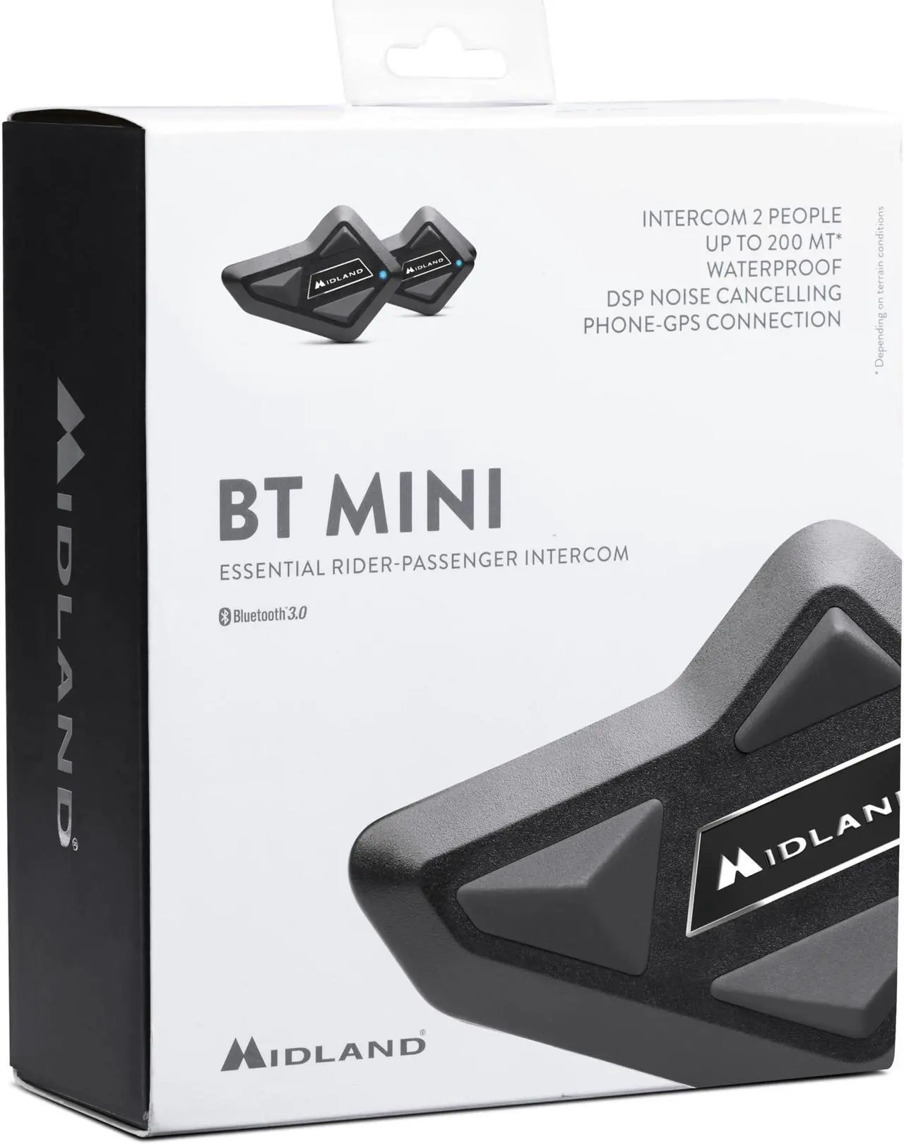 Alt view image 2 of 5 - Midland Motorcycle Helmet Bluetooth 3.0, BT Mini Twin, 3 Rider Motorcycle Helmet Communication System w/Wired and Boom Microphone/DSP Noise Cancellation/Stereo Music/IPX6 Waterproof/Black, 2 Pack