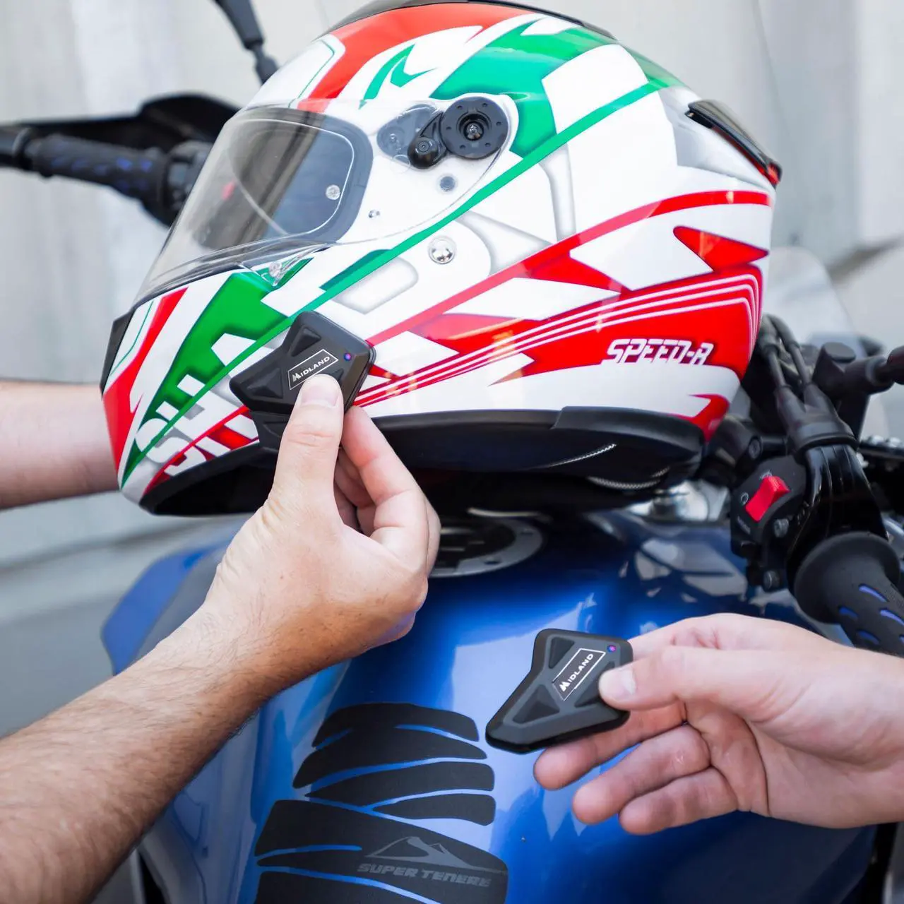 Alt view image 3 of 5 - Midland Motorcycle Helmet Bluetooth 3.0, BT Mini Twin, 3 Rider Motorcycle Helmet Communication System w/Wired and Boom Microphone/DSP Noise Cancellation/Stereo Music/IPX6 Waterproof/Black, 2 Pack