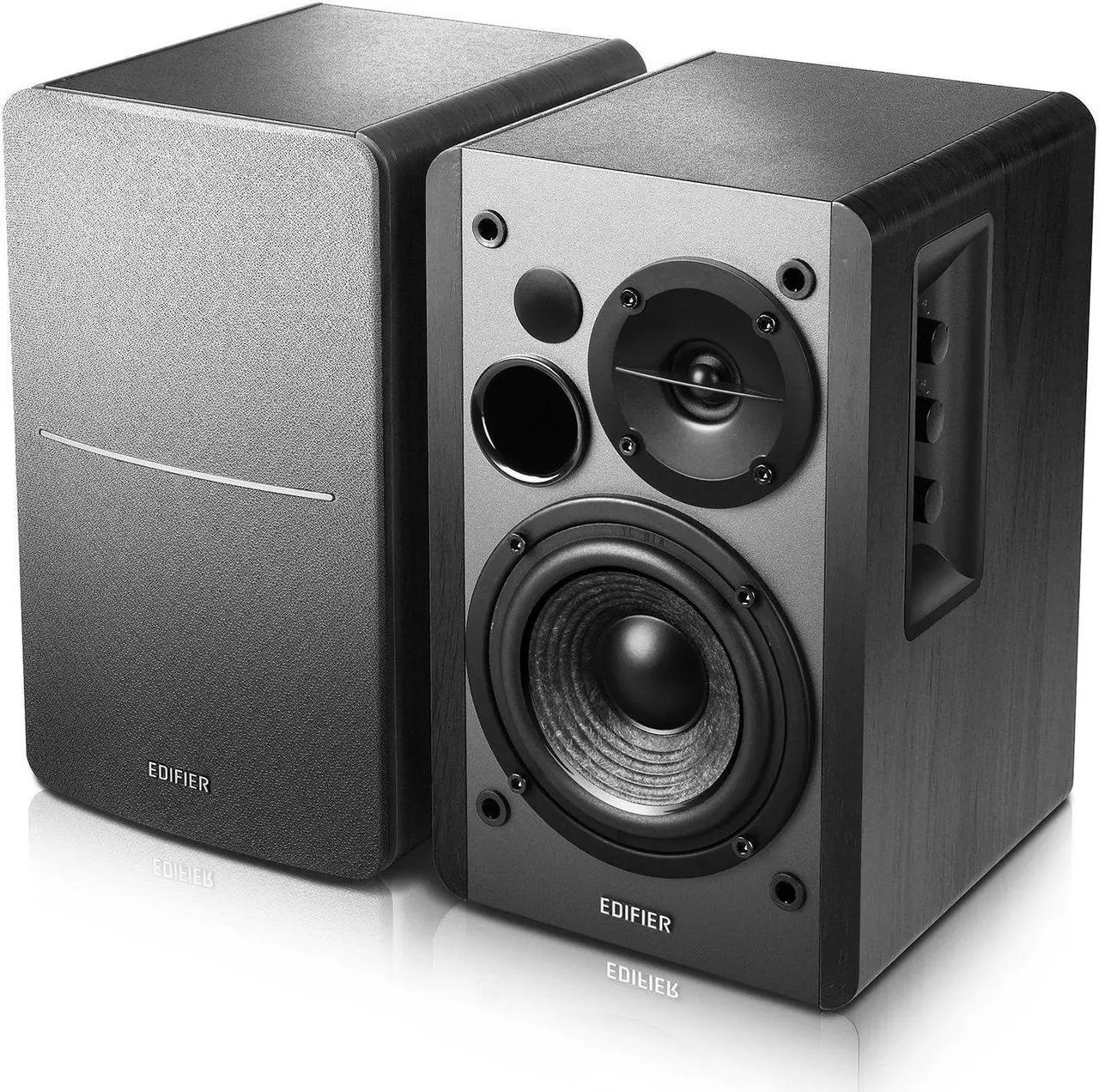 Main image of Edifier R1280DB Powered Bluetooth Bookshelf Speakers - Optical Input - Wireless Studio Monitors - 4 Inch Near Field Speaker - 42W RMS - Wood Grain (Black)