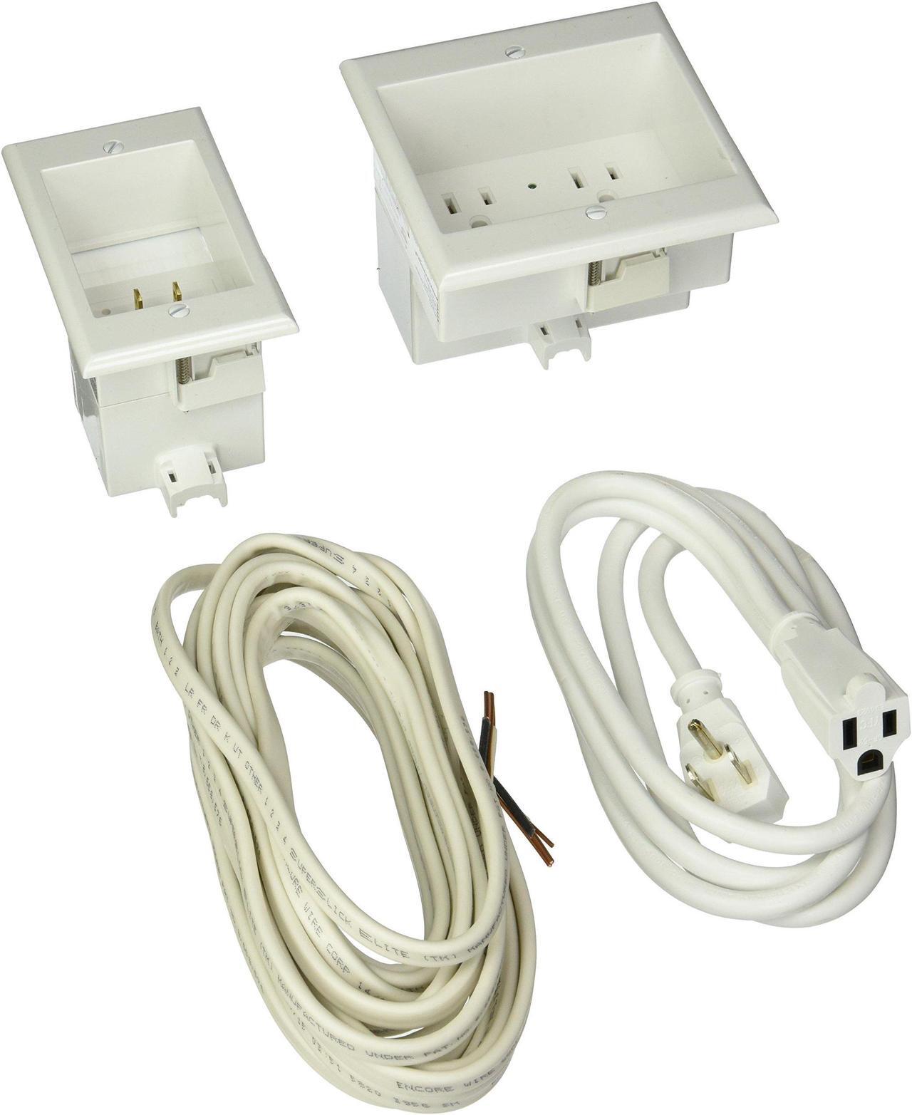 Main image of PowerBridge Solutions TWO-PRO-18 Dual in-Wall Cable Management for Wall-Mounted TVs, 18' Romex Cable, white