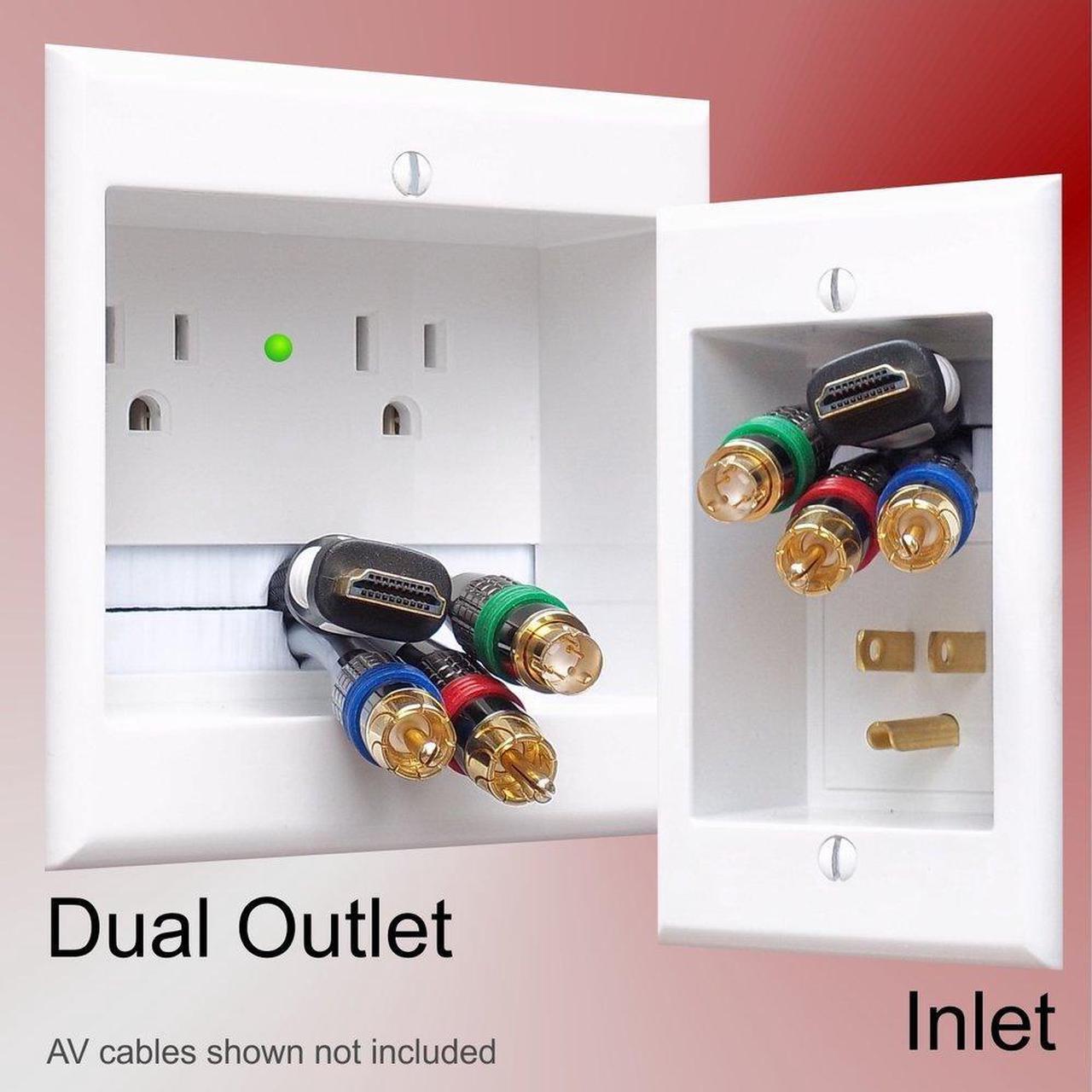 Alt view image 2 of 5 - PowerBridge Solutions TWO-PRO-18 Dual in-Wall Cable Management for Wall-Mounted TVs, 18' Romex Cable, white