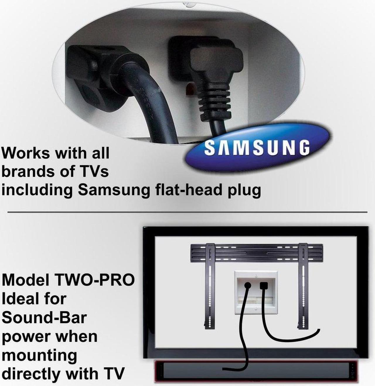 Alt view image 3 of 5 - PowerBridge Solutions TWO-PRO-18 Dual in-Wall Cable Management for Wall-Mounted TVs, 18' Romex Cable, white