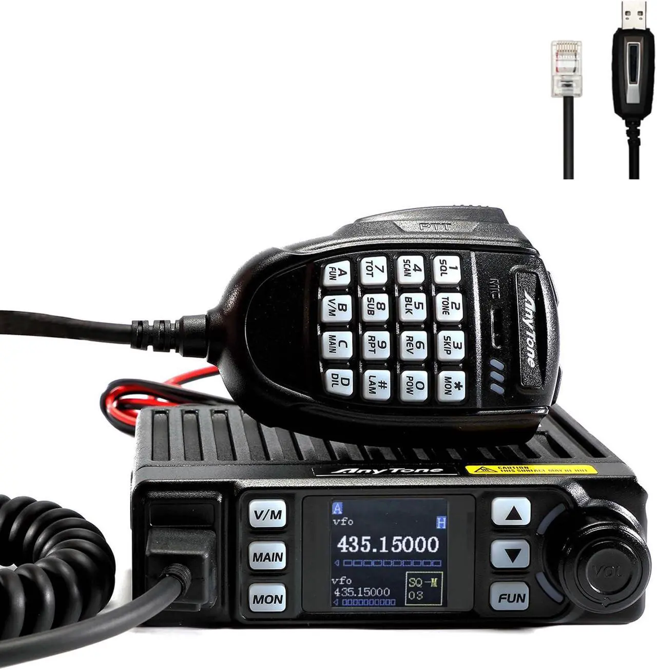 Main image of AnyTone Mobile Amateur Transceiver AT-779UV 20-Watt Dual Band VHF/UHF 144-148MHz/420-450MHz Mobile Radio Long Range Mini Scanning Receiver w/Free Cable