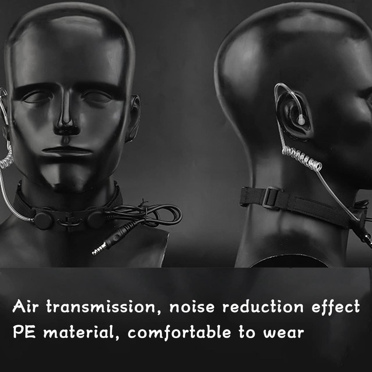 Alt view image 4 of 5 - Throat Microphone,Noise Reduction Tactical MIC Neck Headphone Microphone, Adjustable Detachable 7.1mm Military Mic Earpiece,Support External PTT Walkie Talkie