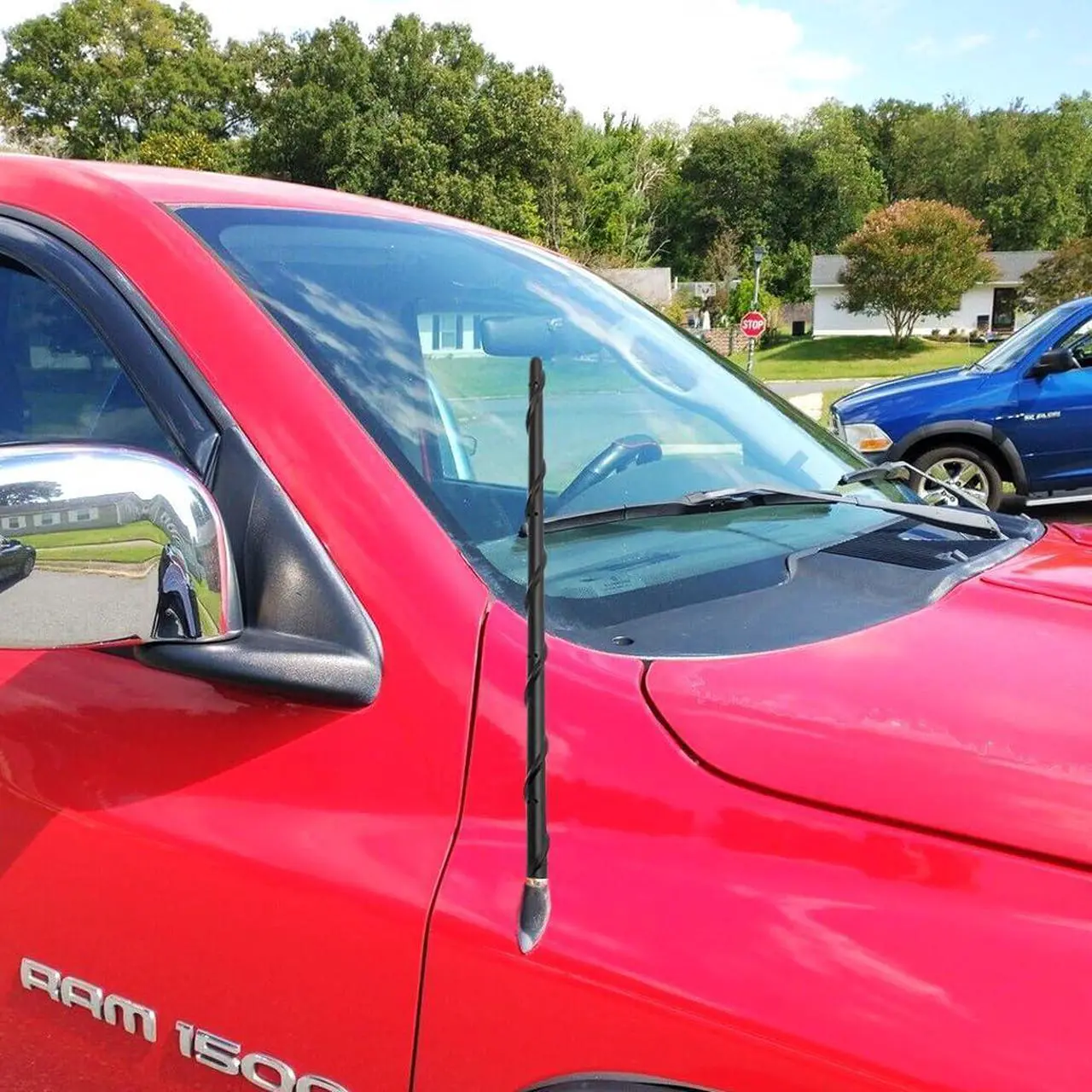 Alt view image 2 of 5 - KSaAuto 16 Inch Antenna for 2009-2024 Dodge RAM 1500 2500 3500 Classic Warlock, Dodge RAM 1500 Accessories, Flexible Spiral Rubber Car Truck RAM Antenna Replacement Upgrade for FM AM Radio Reception