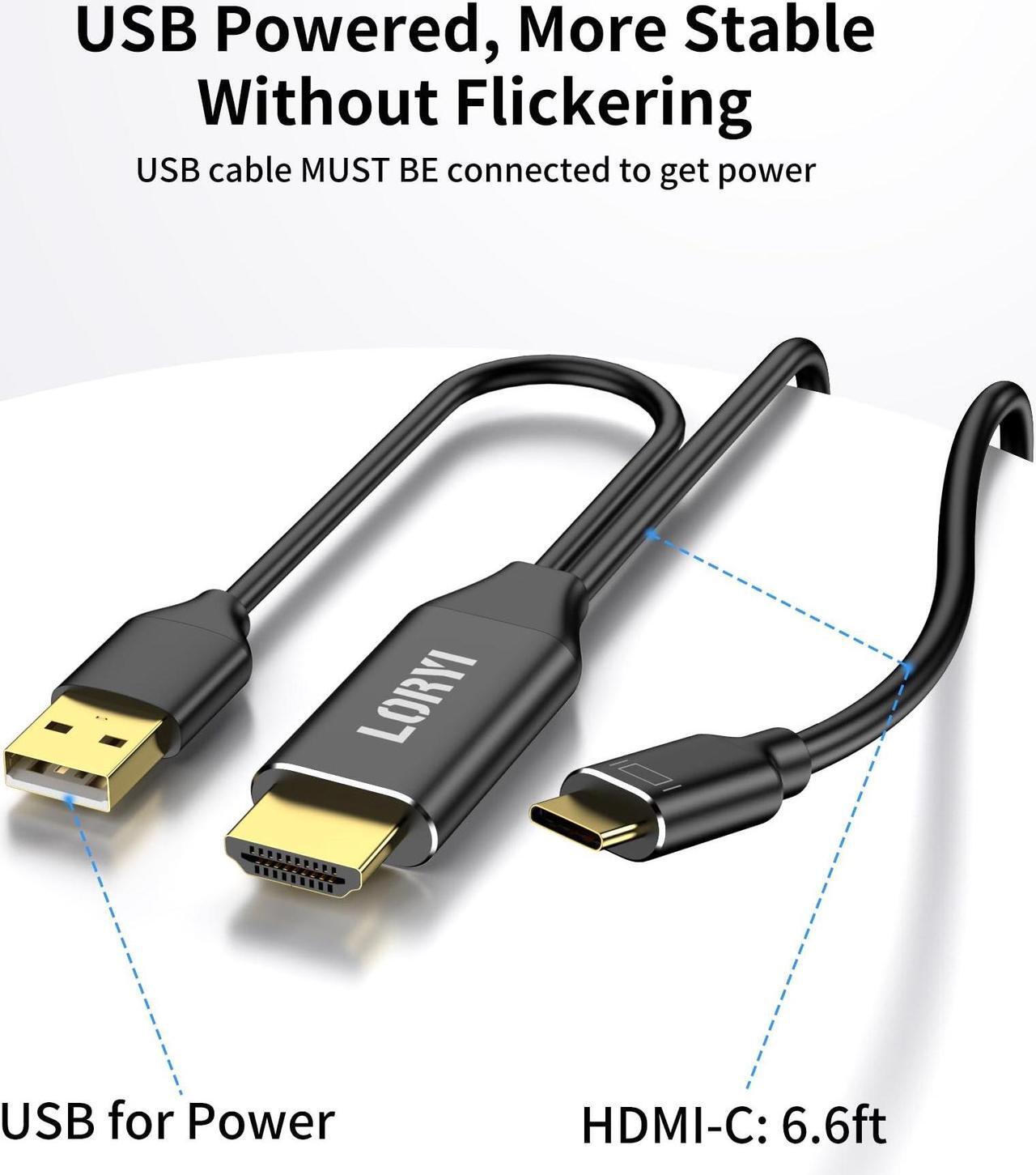 Alt view image 5 of 5 - HDMI to USB-C Cable, Xreal Air AR 4K@60Hz 6.6ft HDMI to Type-C, HDMI 2.0, USB Powered, HDMI to USB-C Adapter, Compatible for Mobile Monitor,Nreal Air, Xreal Air AR, Rokid Air, Switch, Steam Deck