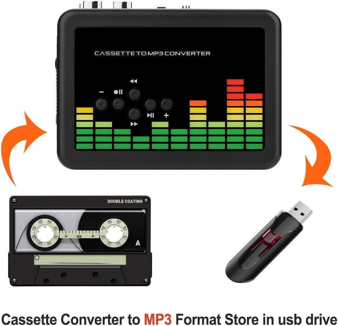 Alt view image 3 of 5 - Cassette to MP3 Converter, Portable Cassette Recorder Player, Audio Music Cassette Tape to Digital Converter Player with Earphone and 32GB USB Flash Drive